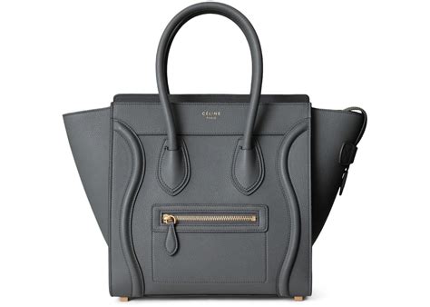 Celine Luggage Baby Drummed Calfskin Micro Kohl 